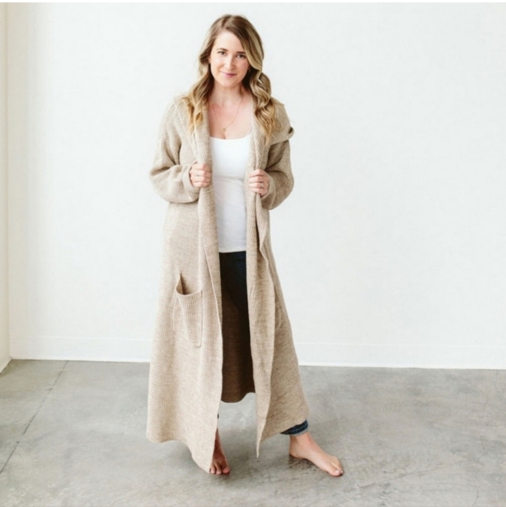 Goumi Women's Hooded Cardigan Pecan - Size OS